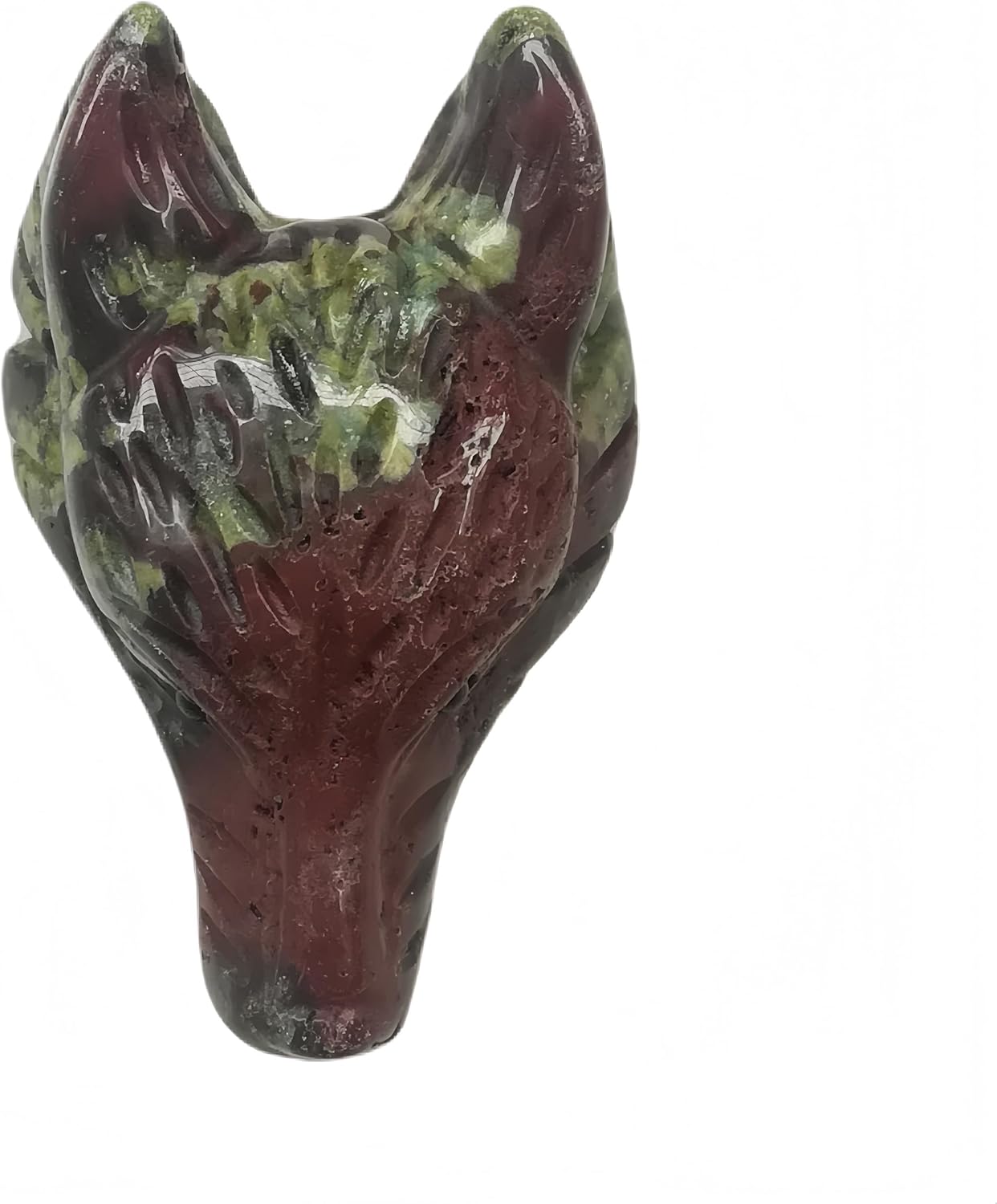 Natural Rhodonite Wolf Head Crystals and Healing Stone Figurine,1.57 Inchs Norse Mythology Protection Indoor Decorative Stone,Haped DIY-Jewelry Pendant