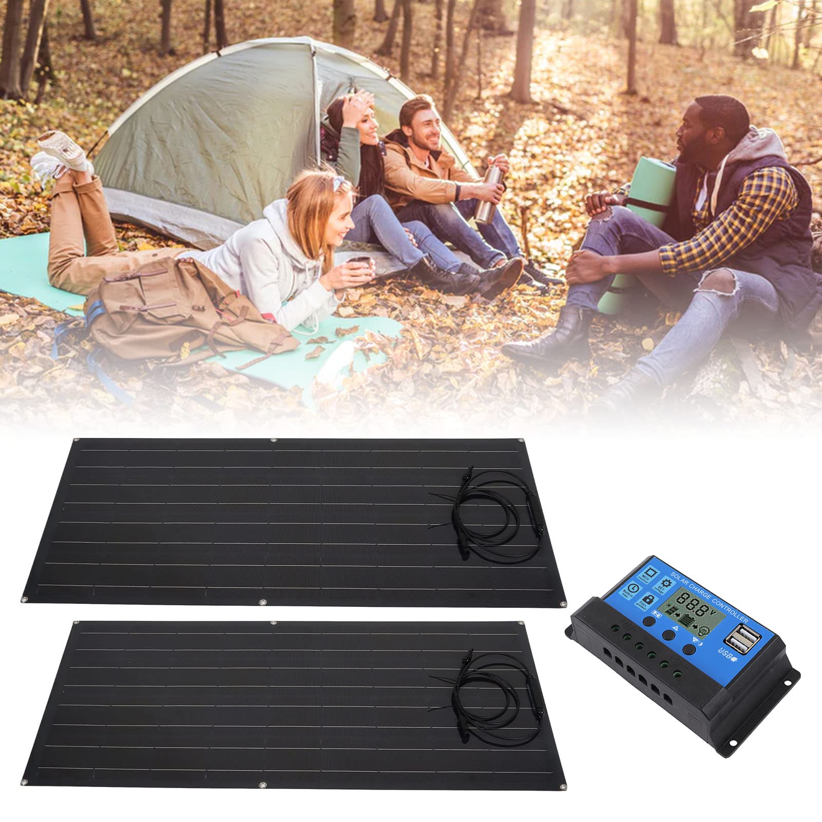 Kit di pannelli solari monocristallini di pannelli solari fotovoltaici portatili ad alta efficienza da 120 W con regolatore di carica per applicazioni fuori rete per, barche,