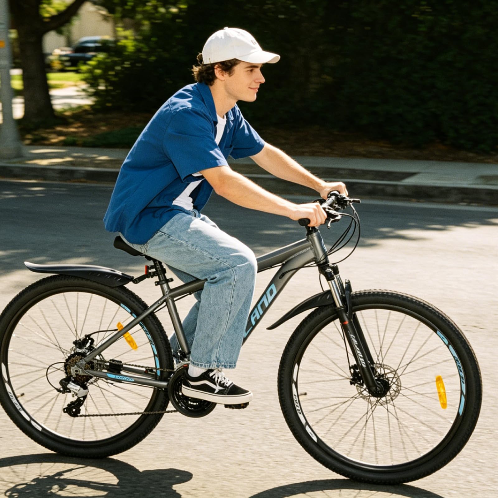 HILAND Bedrock Mountainbike 27,5 Zoll, 24 Gänge, Aluminiumrahmen, Mountainbike mit Hydraulische Scheibenbremsen und Federgabel, Unisex MTB Fahrrad für Herren & Damen
