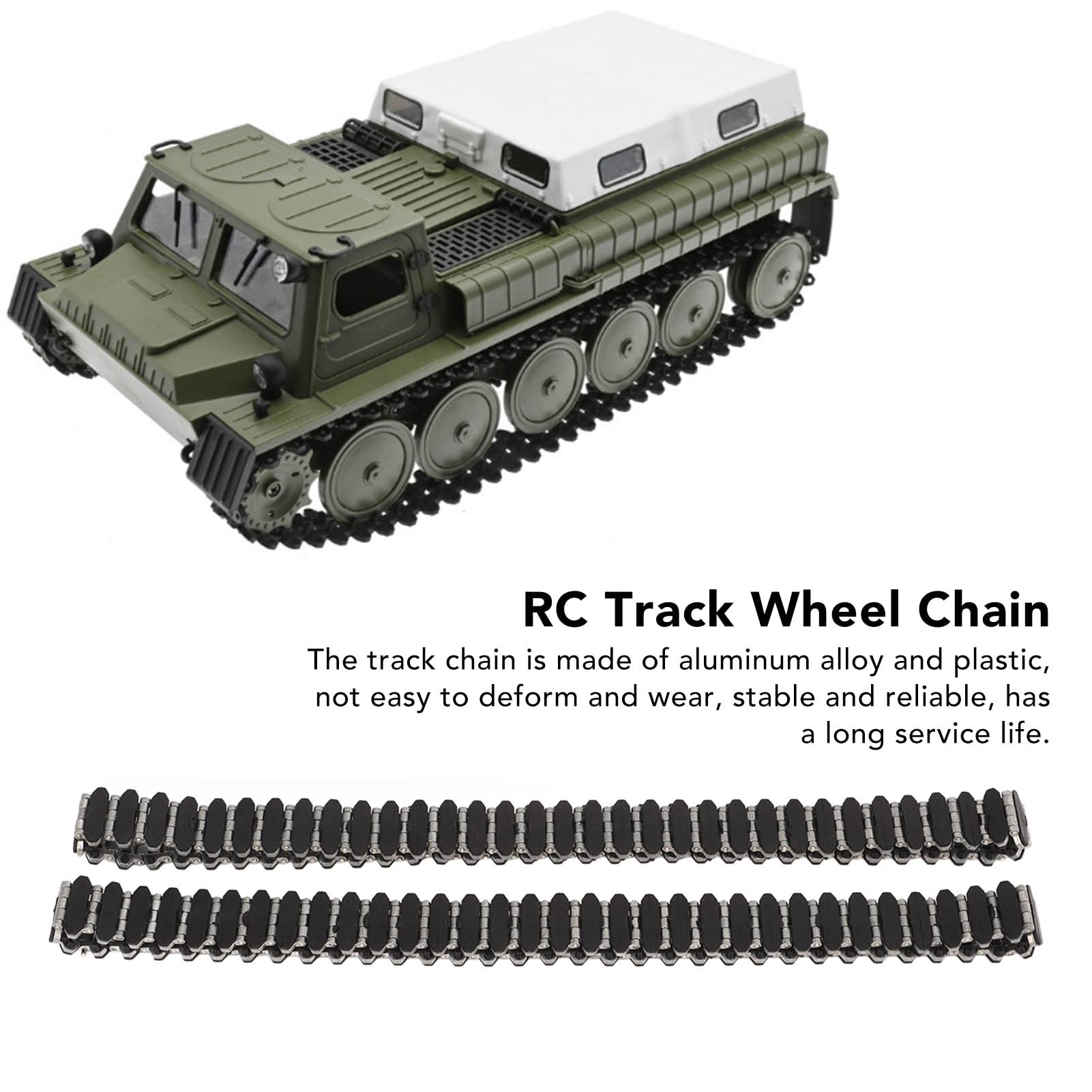 Cadena de Oruga de Tanque RC, Cadena Transportadora de Oruga de Plástico de Aleación de Aluminio para Cadena de Rueda de Oruga WPL E 1 GAZ 71 RC