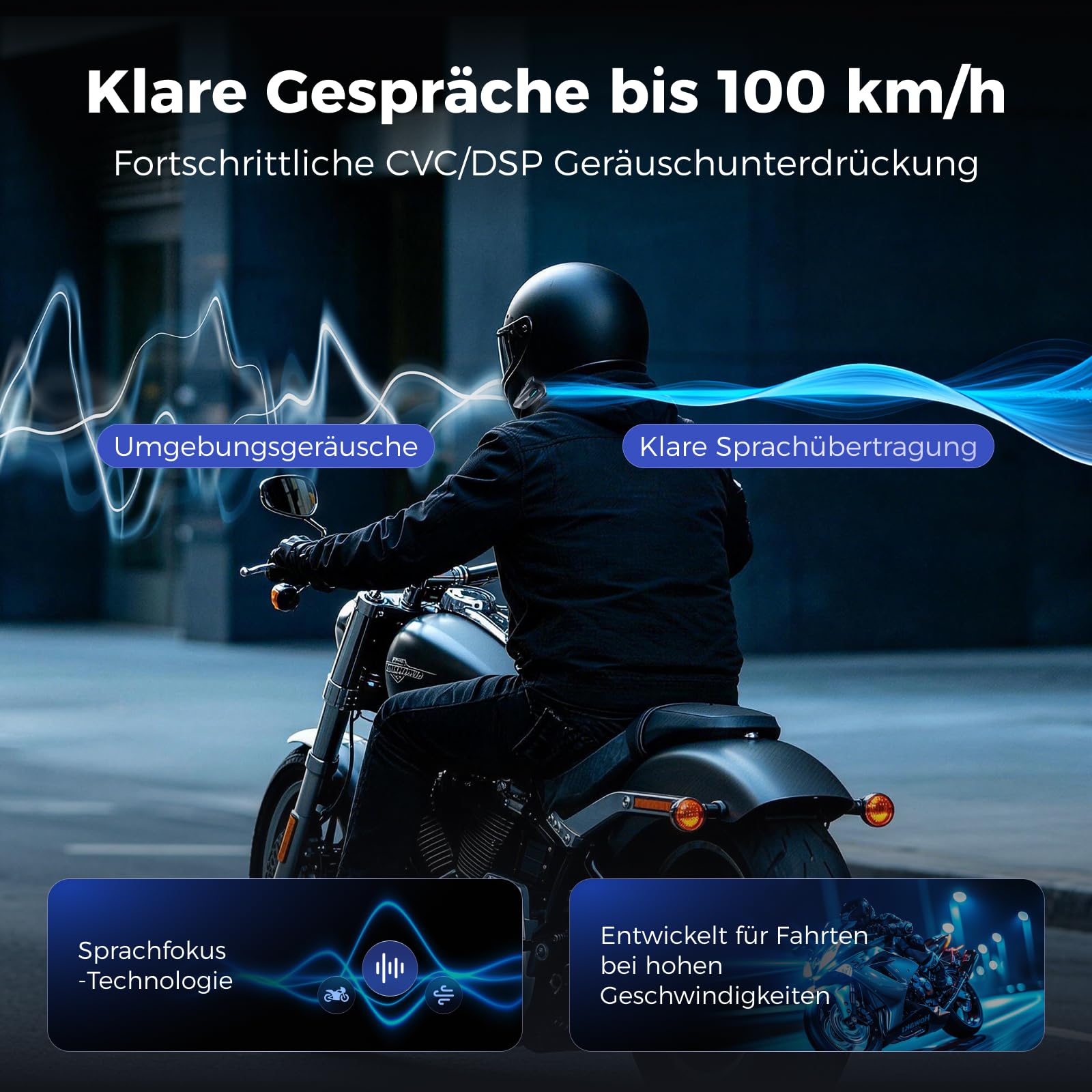 2Y Motorrad Bluetooth Headset, Helm Kommunikationssystem für 2 Personen, Reichweite bis zu 500 m, unterstützt Audio-Multitasking, IPX5 wasserdicht, Freisprecheinrichtung mit FM-Radio, 1 Pack