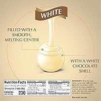 Vista 5 de Lindt LINDOR Trufas de caramelo de chocolate blanco, chocolates con centro de trufa suave y derretida, bolsa de 8.5 onzas