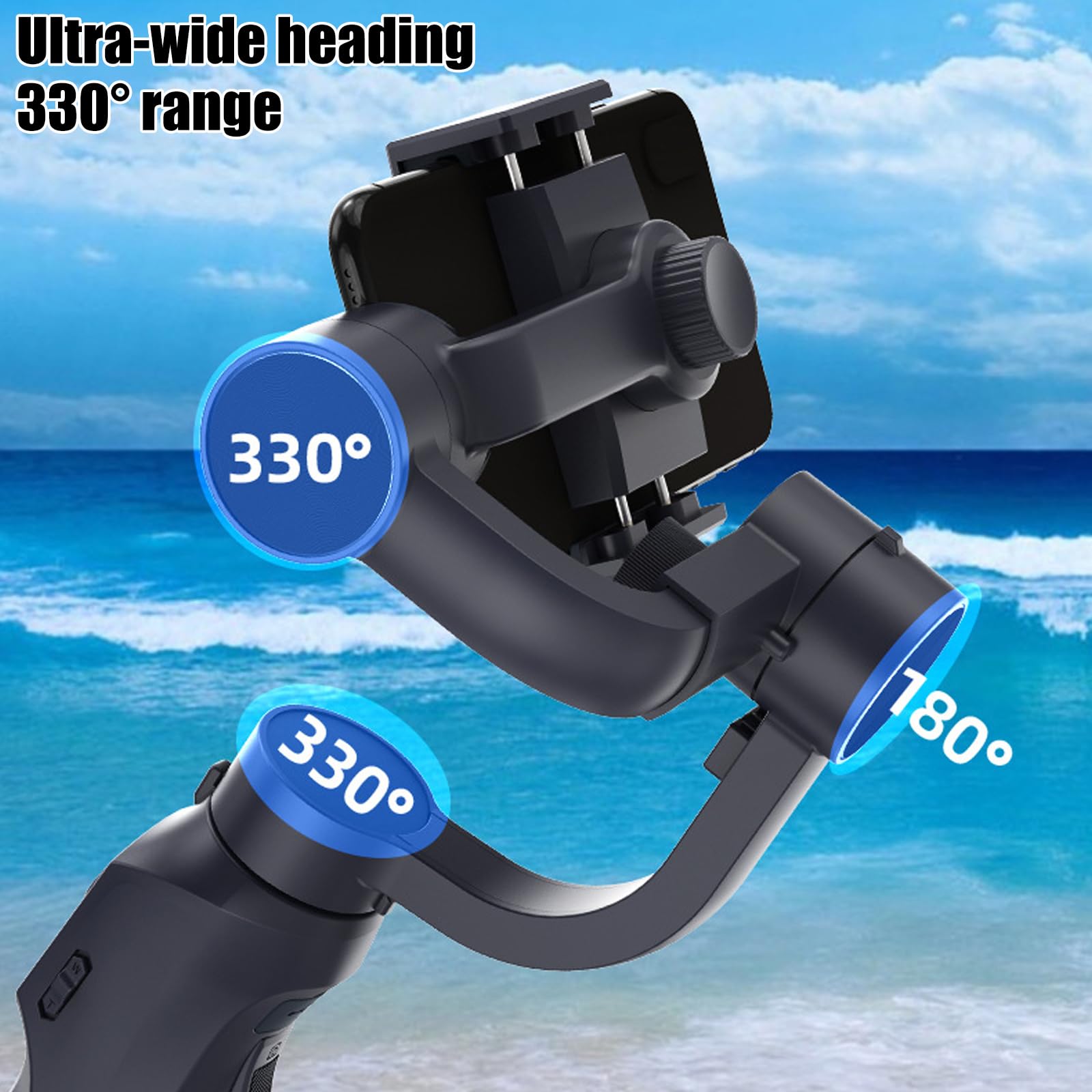 Stabilizzatore cardanico per telefono palmare 3Shaft Gimbals per smartphone con base treppiede e lunga durata della batteria per video Vlog Stabilizzatore per telefono desktop portatile
