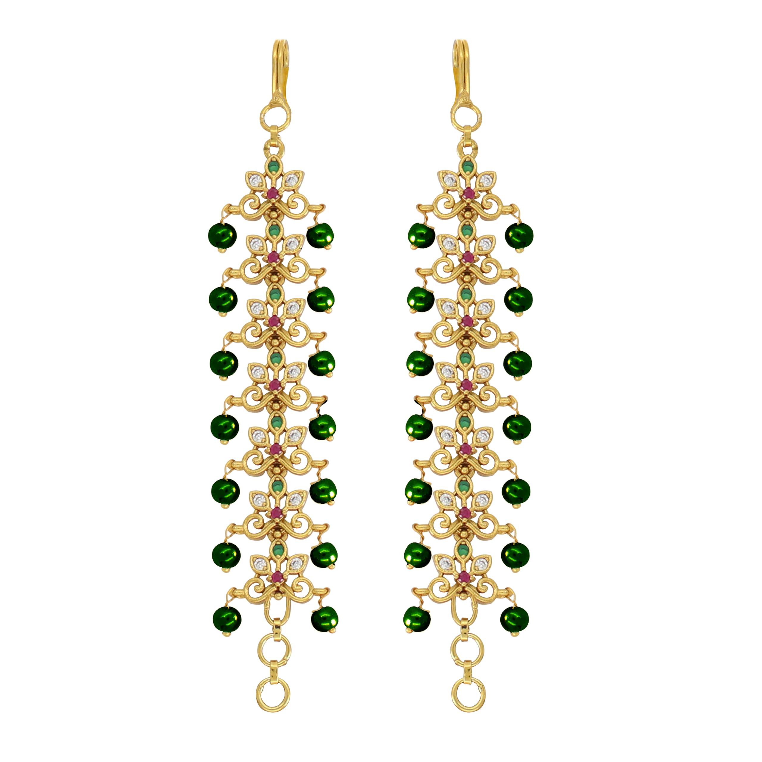 Gold Plated Adjustable Ear Chain, Kaan Chain, Champasaralu, Traditional Style, Hair-image-44
