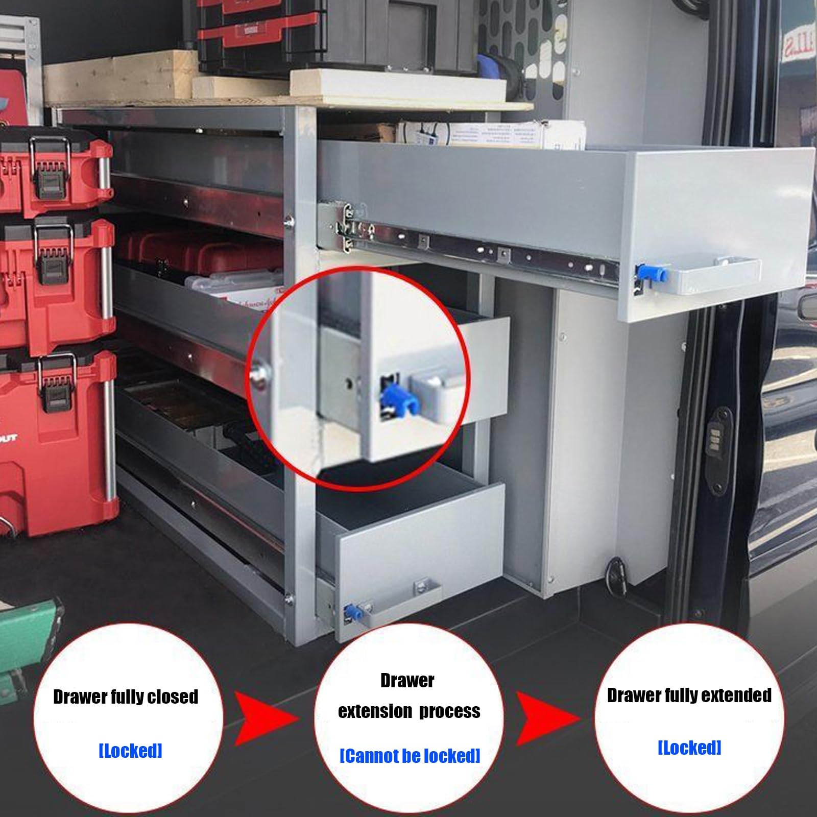 Guías Deslizantes For Cajones Con Cerradura, Rodamientos De Bolas De Extensión Completa, Desmontables, For Bastidores De Carga, Gabinetes De Maquinaria(400mm/16in)