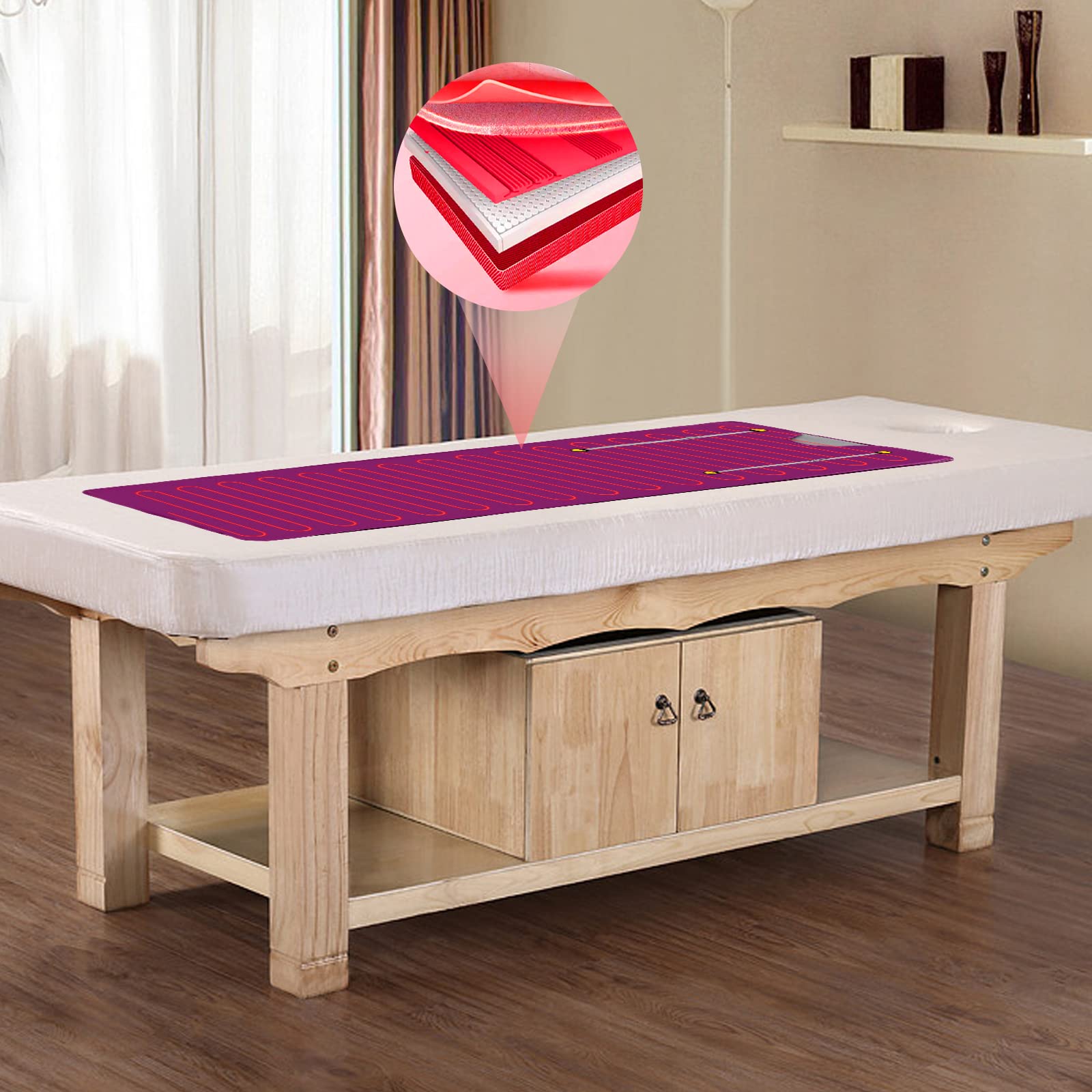 Manta portátil de infrarrojos para sauna, 650 W, con temporizador de 35 a 80 °C, control de zona de temperatura 180 x 80 cm, para casa, spa y ocio