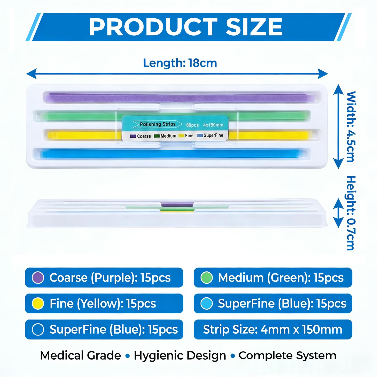 Jetstream 60 Piezas Papel de Lija Dental, Tira de Pulido Dental, 18×4.5×0.7mm