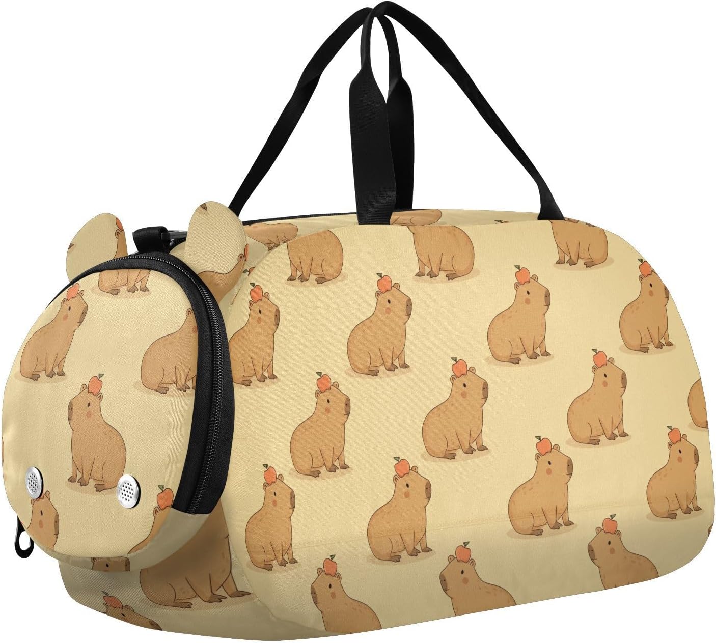 Kids Duffel Travel Bag Boys Girls Capybara Orange Pattern Dance Bag Overnight Ballet Cheer Sport Tote for Teenager