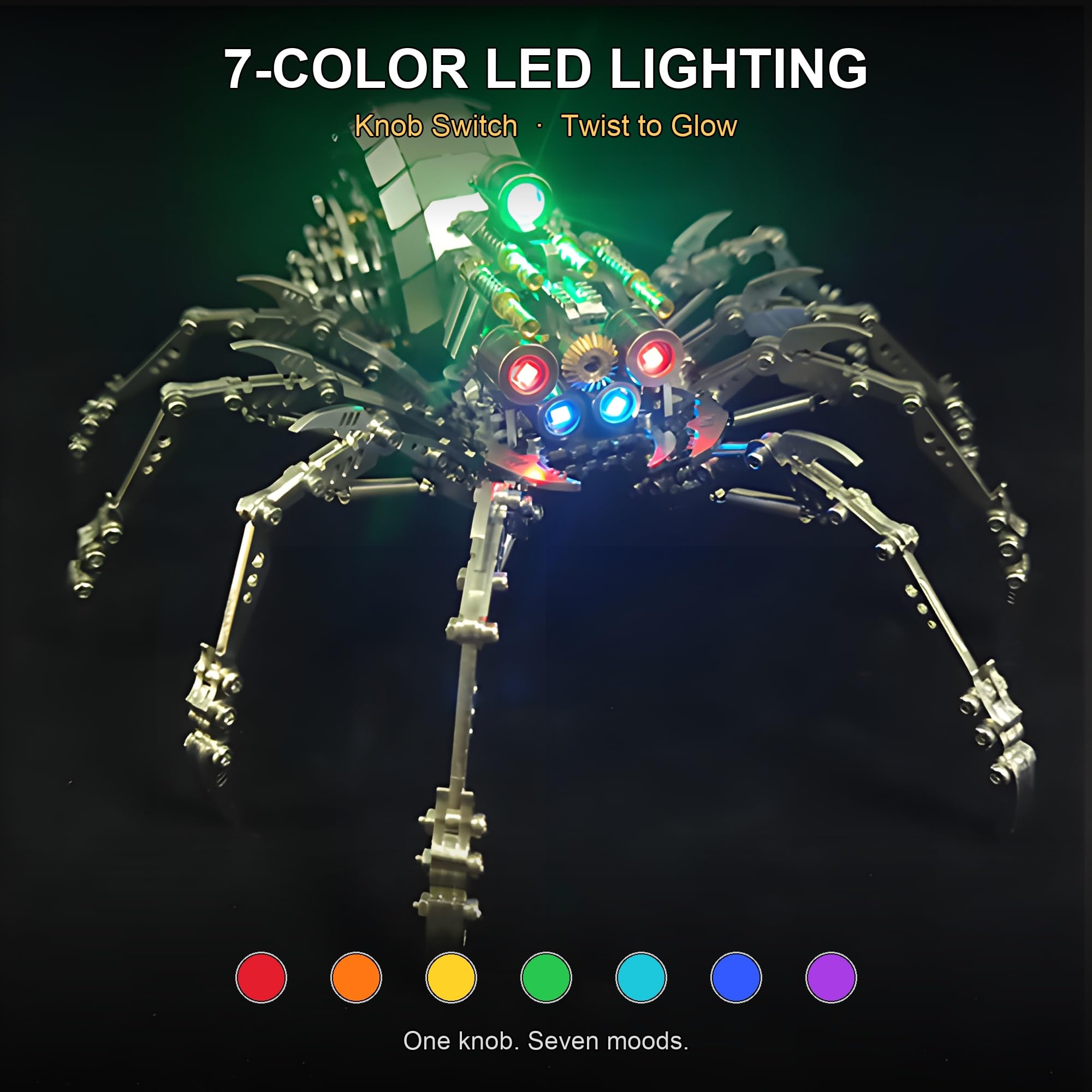Puzzle 3D de Metal para Adultos, Araña 510 Piezas con LED