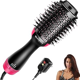 Homipooty Hair Dryers Brush, 3 in 1 Hot Air Brushes Brush for Blowing, Straightening, Curling with ALCI Safety Plug One St...