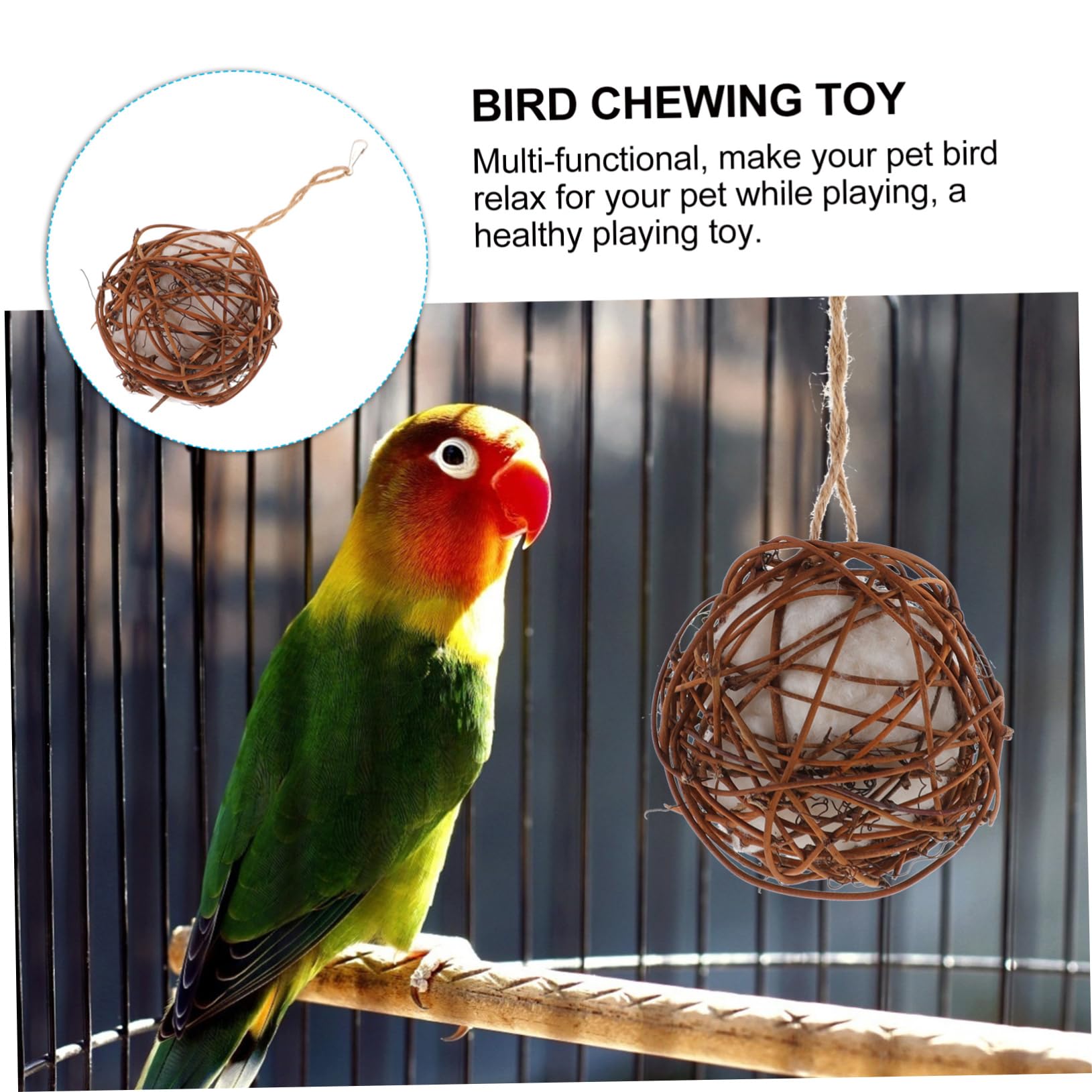 POPETPOP 4 Pièces Jouet à Mâcher Perroquet Jouet Oiseau pour Tourtereaux Oiseau Suspendu à Mâcher Cage Perroquet Perruche à Suspendre Volière Écorce Les Amoureux en Bois