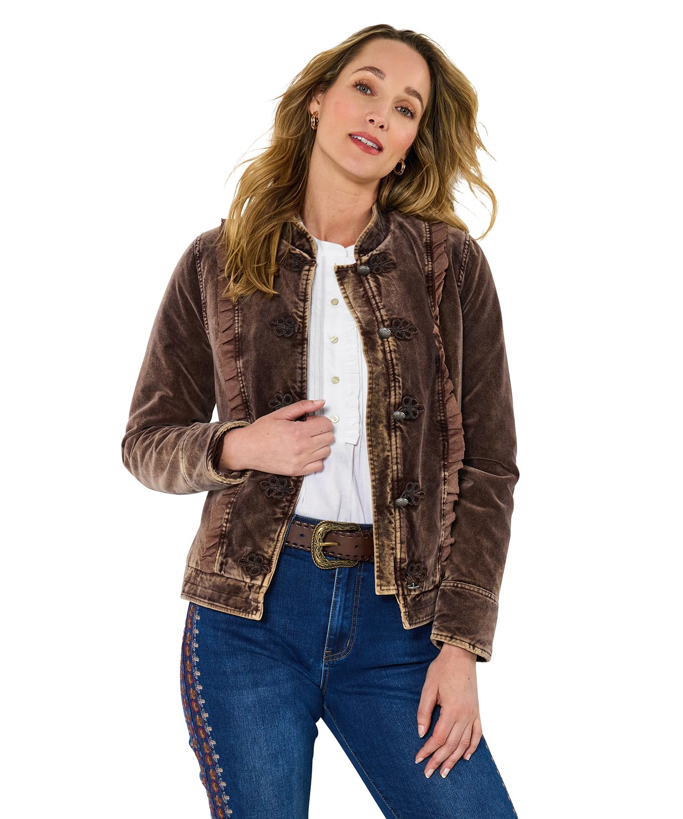 Joe Browns Victoriana Velvet Jacket, Brown, Size 8, Women