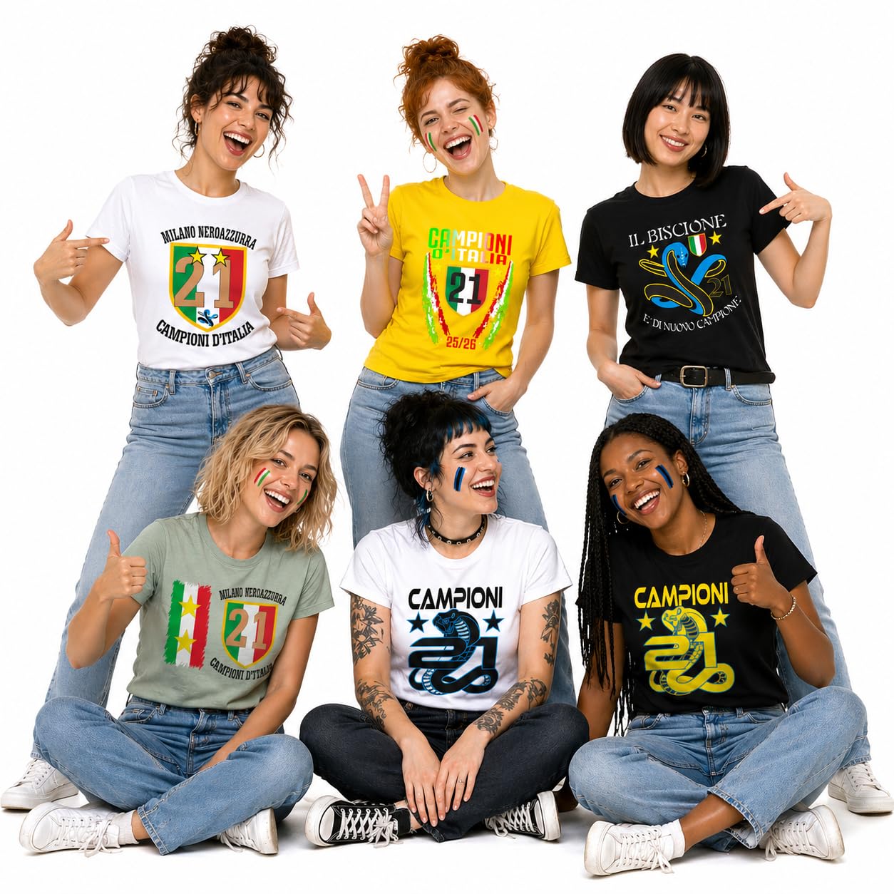 T-Shirt Donna Internazionale Campione d’Italia 2025/2026 – 21 Scudetti Biscione – PS 28870-INT-MIX