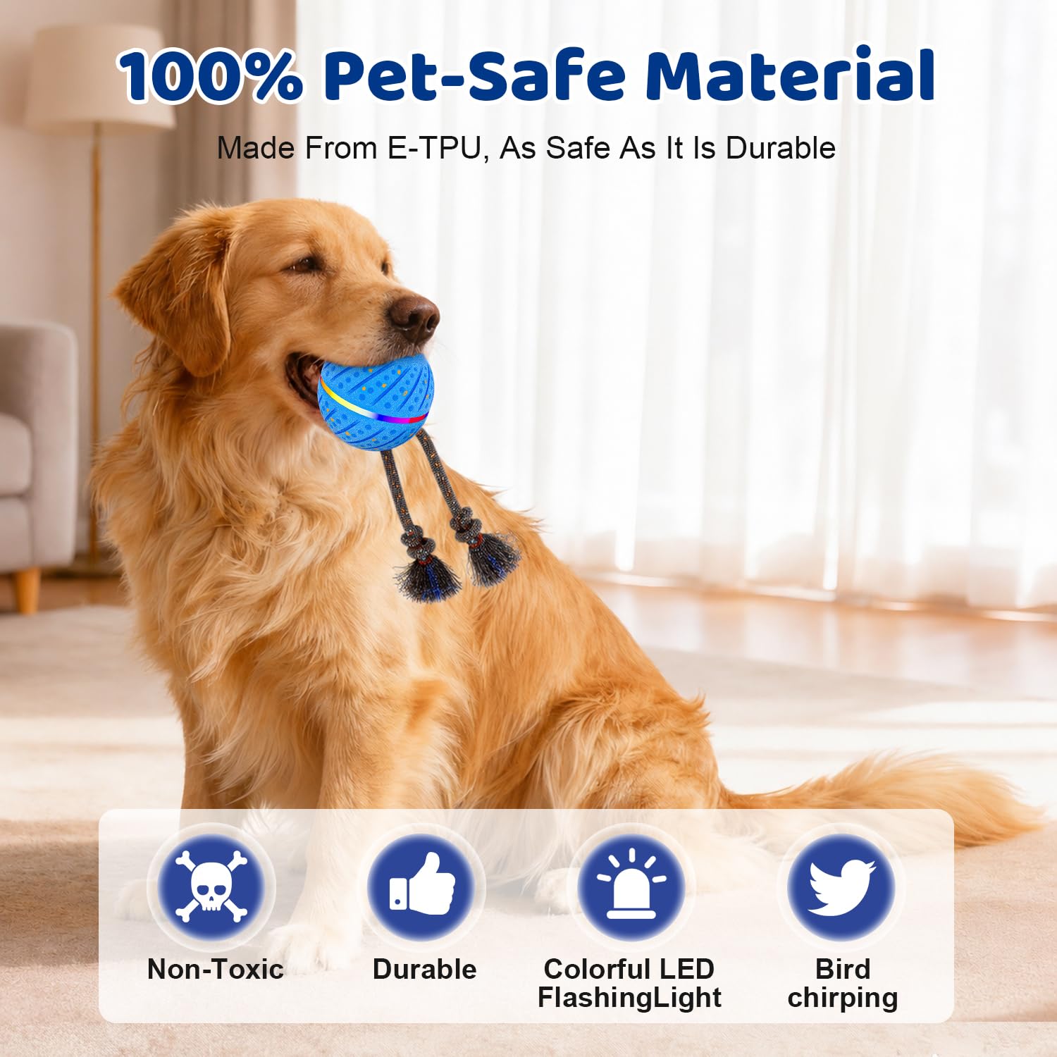 Pelota interactiva para perros para aburrimiento, 2 modos de movimiento automático, juguetes para perros para masticadores agresivos, juguetes inteligentes de enriquecimiento para cachorros con cuerda