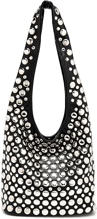 Studded Faux Leather Hobo Bag for Women