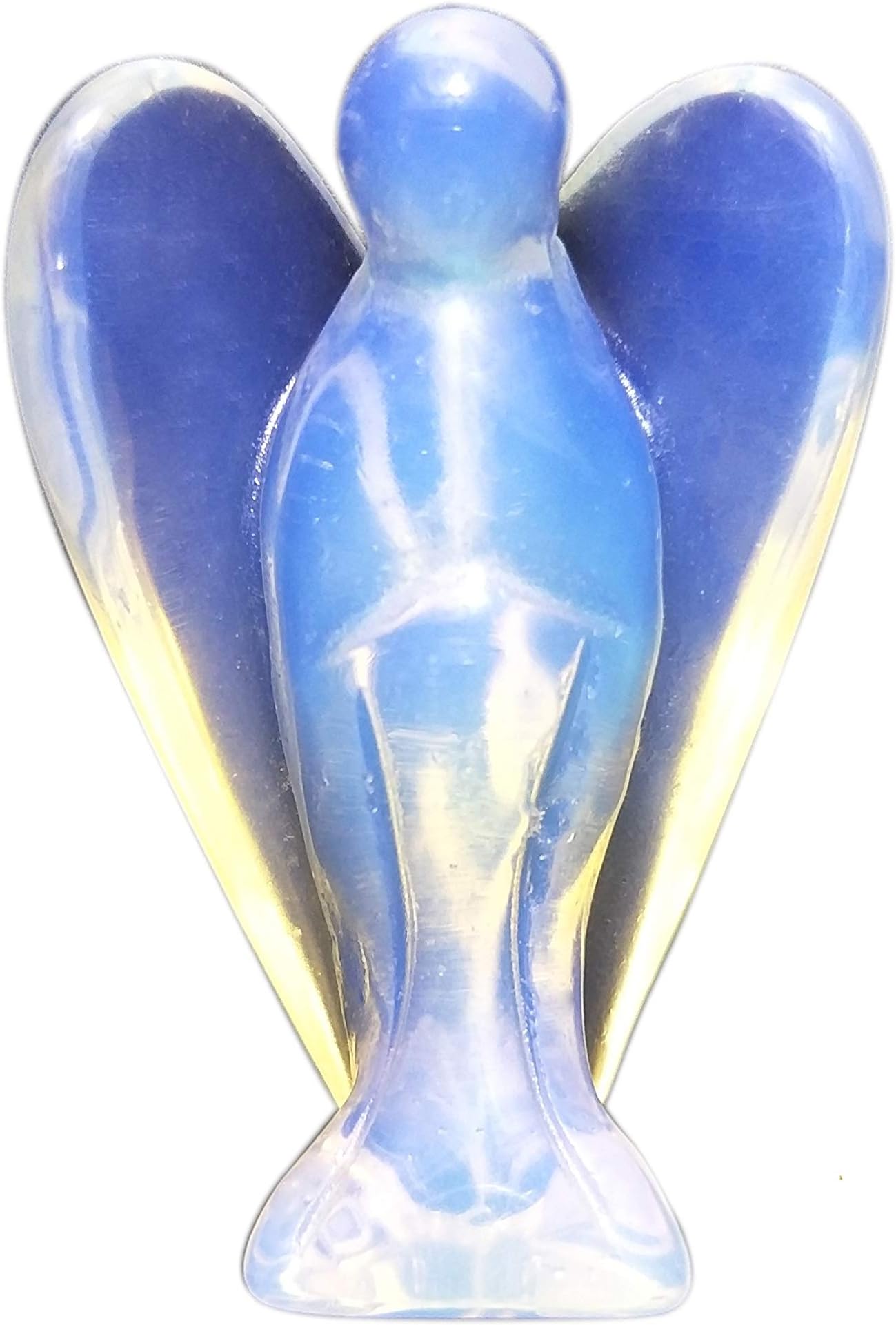 Mina Heal Opalite Stone Angel Figurines, Pocket Angel Opalite Stone Crystal Figurines, Small Stone Angel Statue for Prayer and Reflection, Spiritual Accessories and Religious Gifts