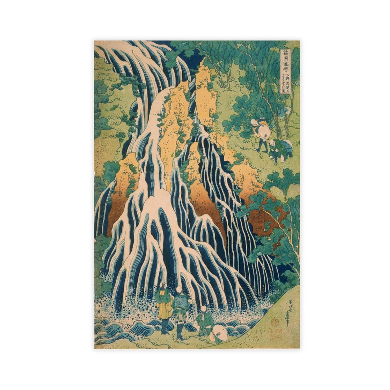 WCYB Pilgrims at Kirifuri Waterfall on Mount Kurokami in Shimotsuke Province by Katsushika Hokusai Ukiyo-e Prints Posters Canvas Deco Paintings Wall Art Fo