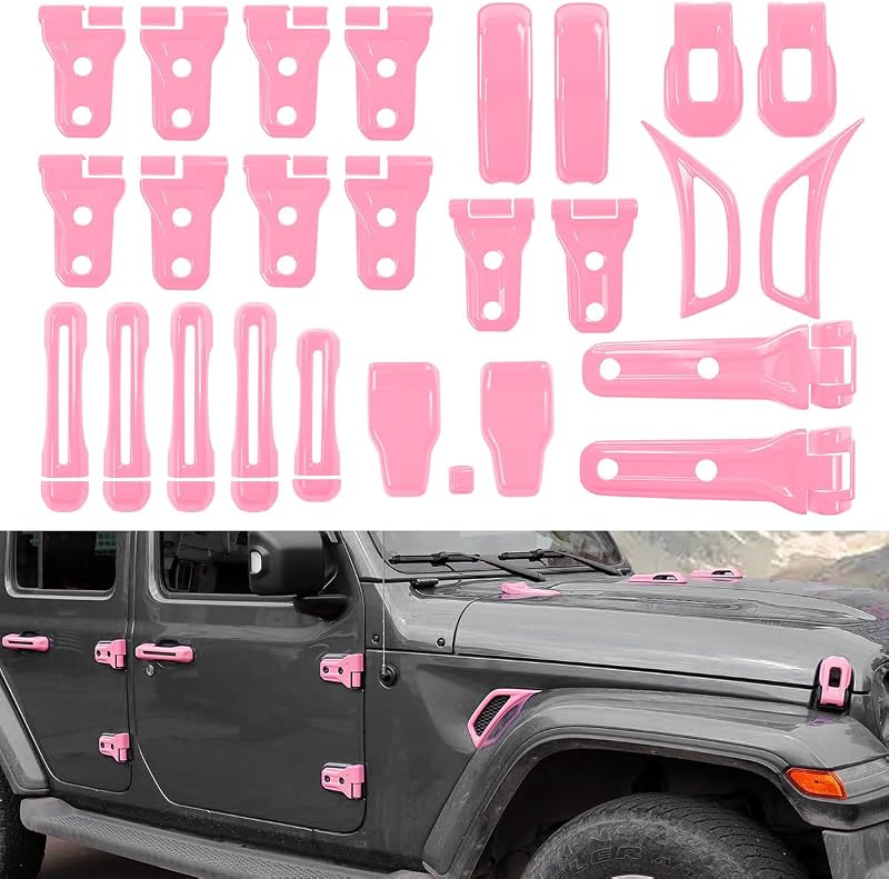 Kit de acabamento externo BARONG para Jeep Wrangler JL/JLU e Gladiator JT – 26 peças rosa