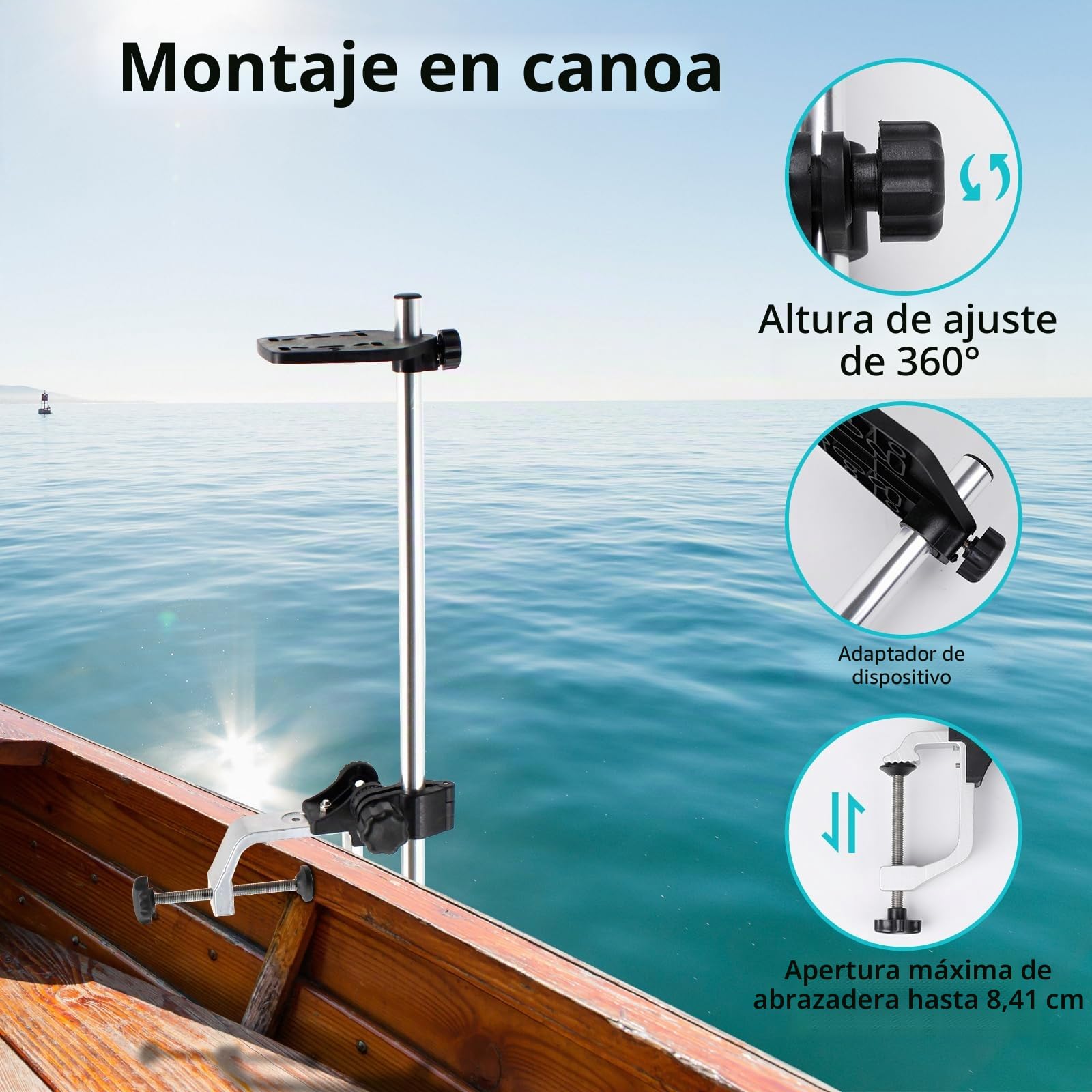 Soportes para buscador de peces para barco, soportes de montaje para buscador de peces, soporte electrónico marino para kayak, placa de montaje universal para barco, canoa, kayak