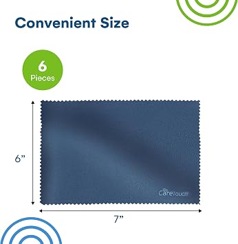 Care Touch Microfiber Cleaning Cloths, 6 Pack - Cleans Glasses, Lenses, Phones, Screens, Other Delicate Surfaces - Large Lint Free Microfiber Cloths - Eye Glass Clean Cloths - 6 x 7 (Navy Blue)
