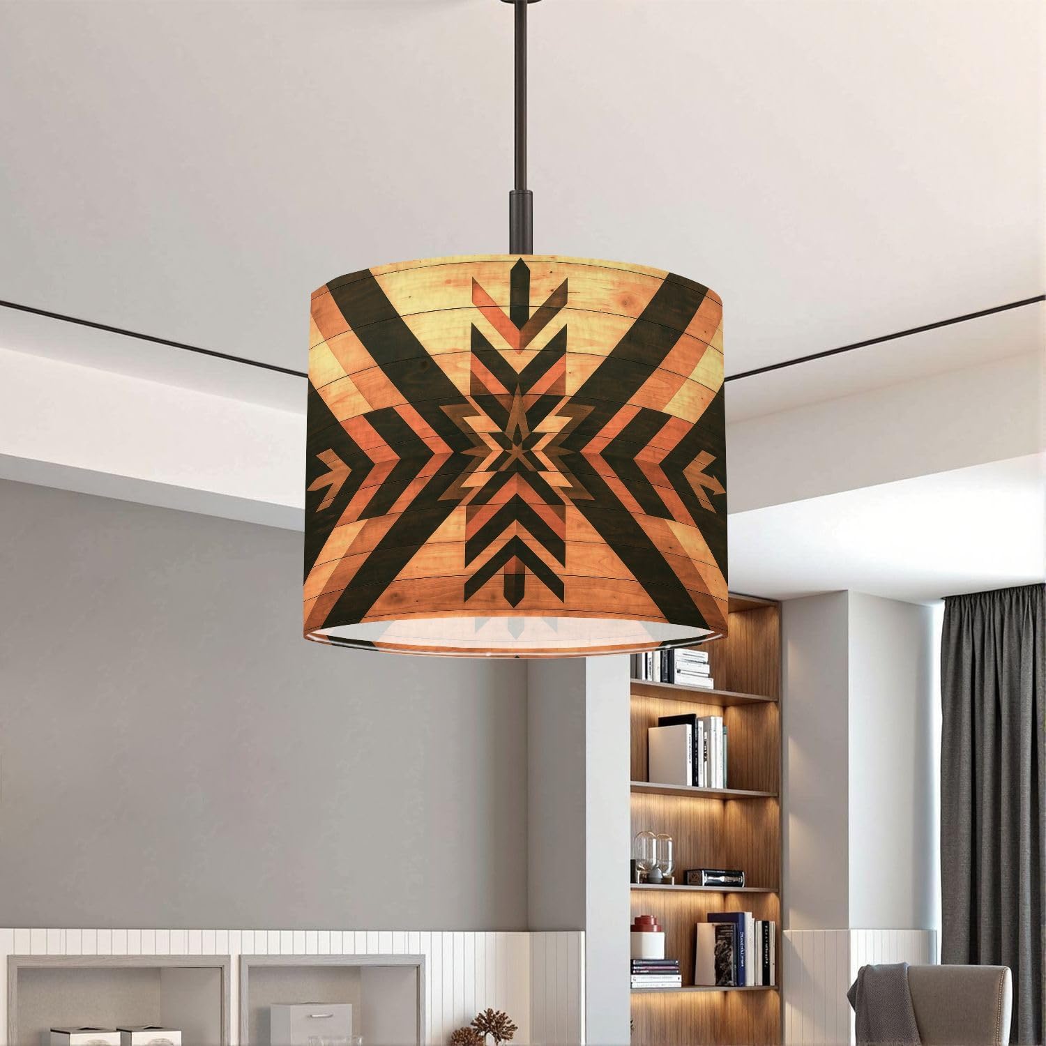 Lampshades Lamp Shades set of 2 Western Aztec Southwestern Native American Light Shade for Table Lamps Floor Lamps Drum Lamp Shades Lampshade Replacement