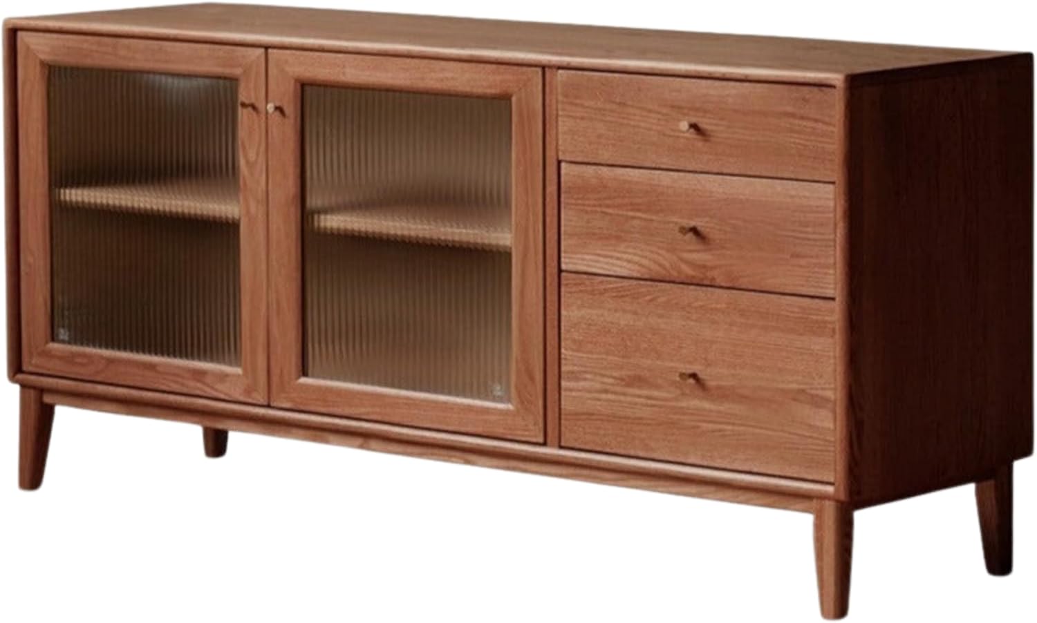 GVAwood Oak Solid Wood Rock Board Modern Sideboard 49.2x15.7x31.9 inch / 125x40x81сm / Natural Wood Color/Solid Wood Sideboard (Glass Door)