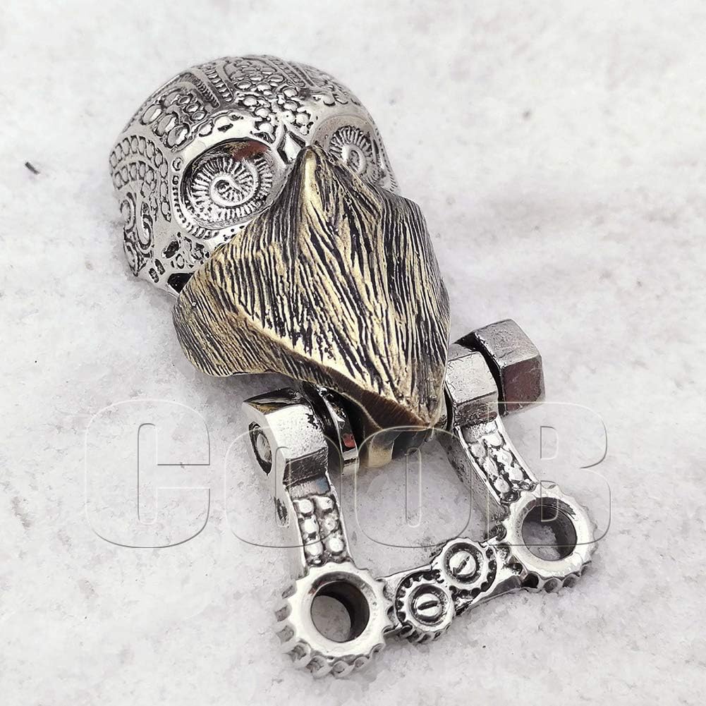 CooB EDC Metal Hand-Casted Paracord Clasp Shackle Buckle Bead Skull Skulls Collection. Luxury Shackles Clasps Locks for Cusom Paracord Bracelets Making 1Pcs/Lot (Skull in Bandana Silver)