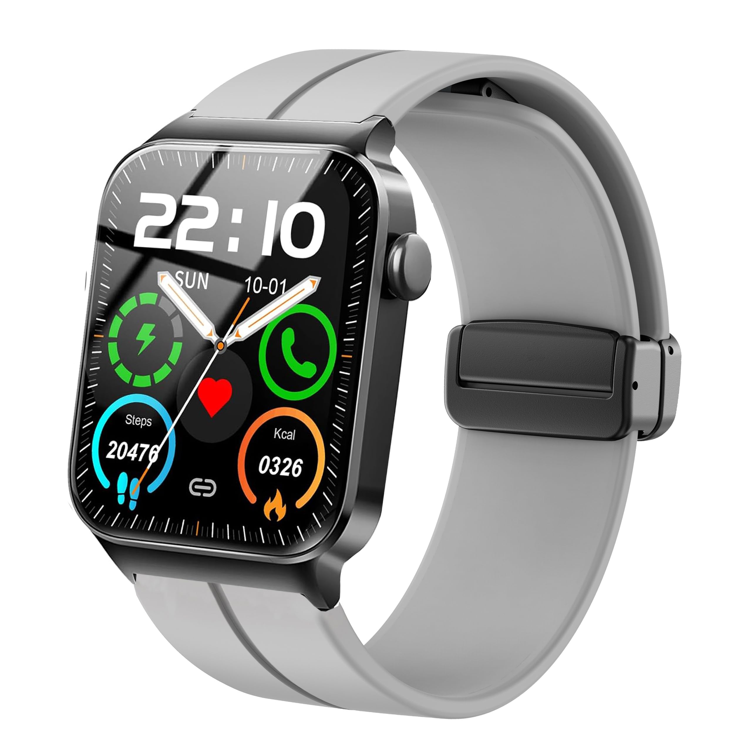 Compatible with Uaue Smart Watch Band, Lamshaw Soft Silicone Magnetic Buckle Sport Wristband Replacement Straps Compatible for Donerton T50S T50H 1.85