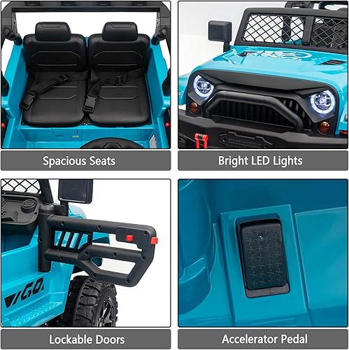 Miniatura 7 de FINITO Camión eléctrico de 24 V UTV todoterreno con batería grande y potente con ruedas con control remoto de 2.4 G para padres de 2.4 G para auto