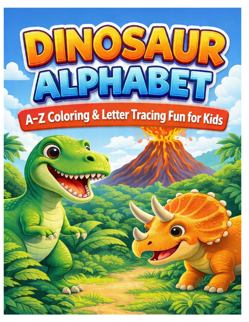 Dinosaur Alphabet Coloring Book: A Fun A-Z Prehistoric Adventure with Letter Tracing and Counting Activities for Kids Ages 3-6