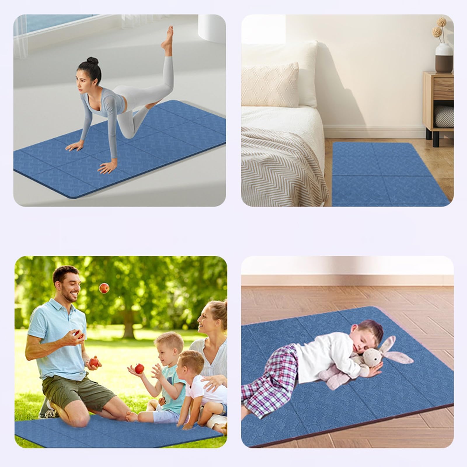 Esterilla Doblable Para Yoga Colchoneta Esterilla Entrenamiento Antideslizante Multifuncional Ecologica Colchoneta Gimnasia para Pilates Estiramientos Hombre/Mujer