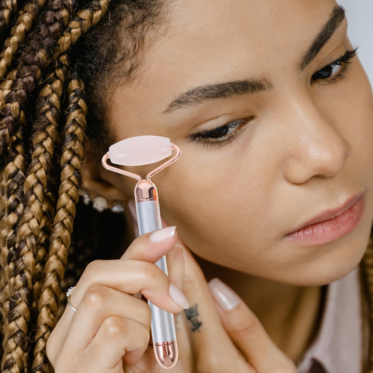NOLITOY 3-in-1 NatüRlicher Jade Gesichtsroller MassagegeräT für Gesichtsmassage Und Hautpflege Anti-Aging Werkzeug Zur FöRderung Der Kollagenproduktion Und Reduzierung Von Schwellungen