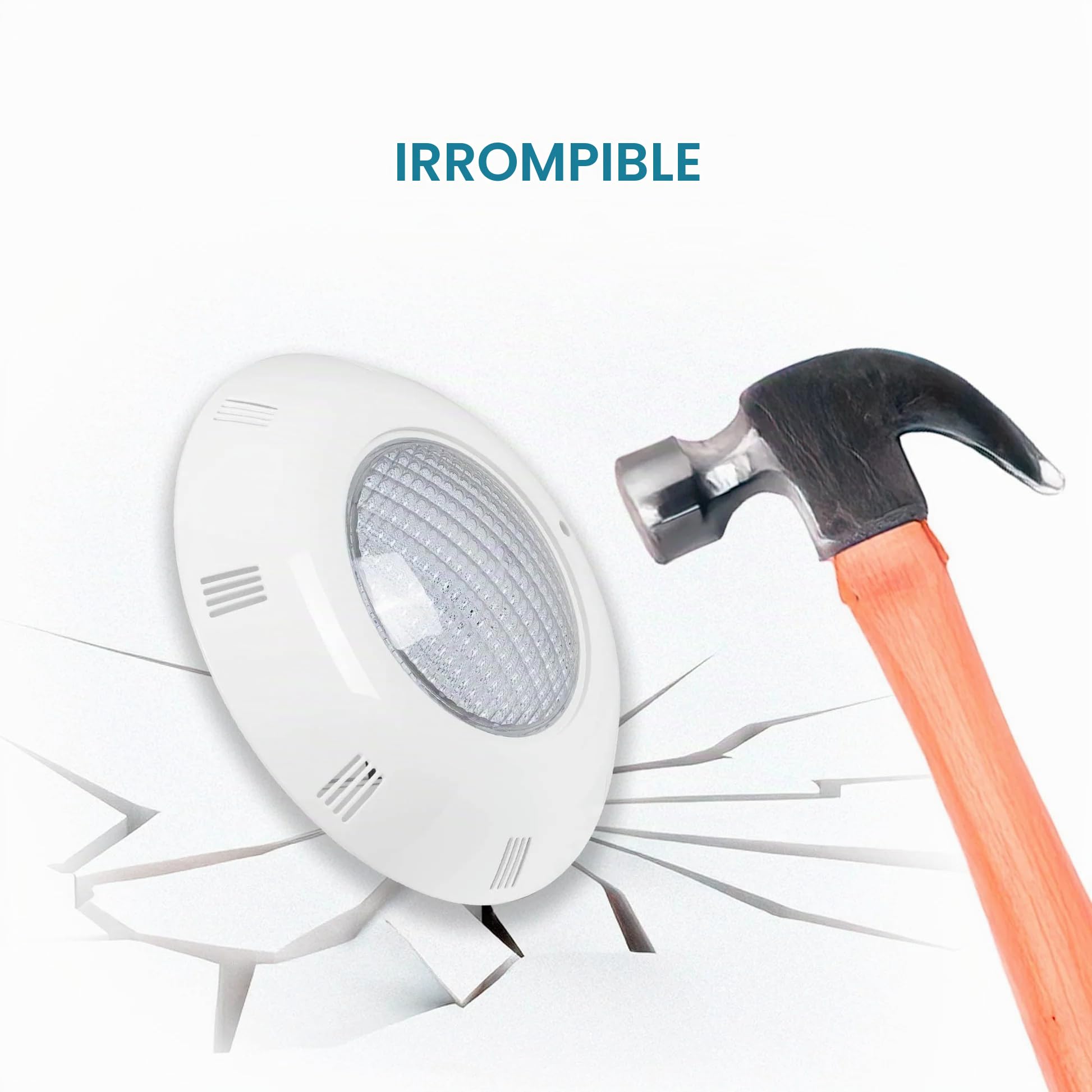 BARCELONA LED Foco LED Piscina Fibra 24W AC12V IP68 Ø295mm Luz Blanca 6500K SMD2835 Foco LED Sumergible para Piscinas de Fibra Montaje Superficie Luz Subacuática para Piscina, Spa, Fuente y Jardín