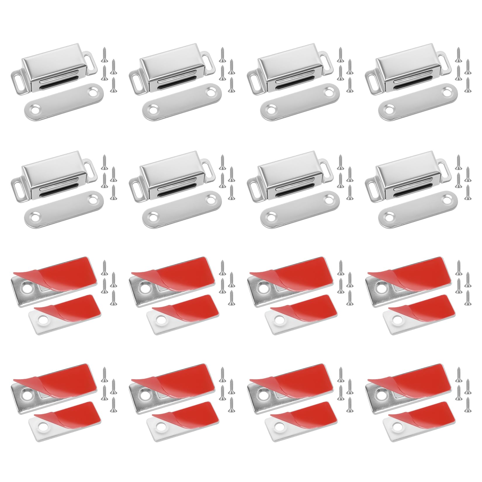 16 Pcs Magnetic Door Catch & Cabinet Magnets Self-Adhesive, Strong Magnetic Catches for Cupboards Kitchen Cabinet Wardrobe Closet Doors, Internal Door Magnets & Strips for Secure Closure