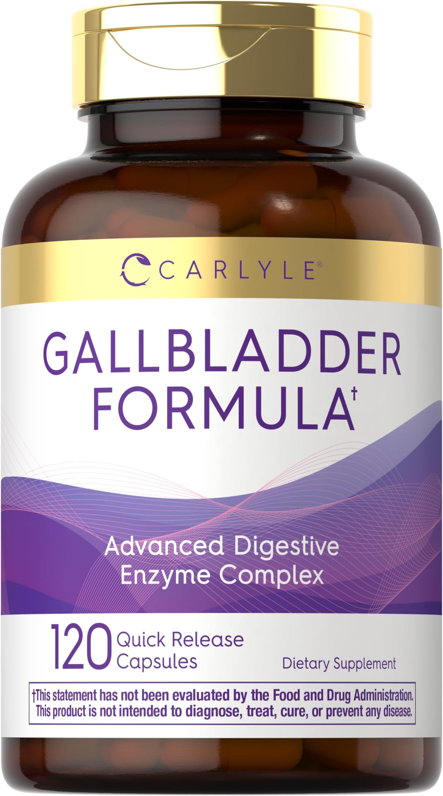Carlyle Gallbladder Formula Supplement | 120 Capsules | with Extra Strength Ox Bile | Complete Digestive Enzyme Complex | Non-GMO & Gluten Free
