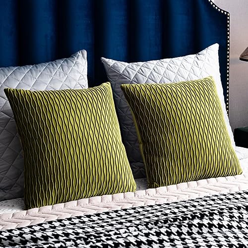 Miniatura 6 de DEZENE - Fundas decorativas para cojín, diseño de rayas 2 fundas cuadradas de terciopelo, para sofá rústico