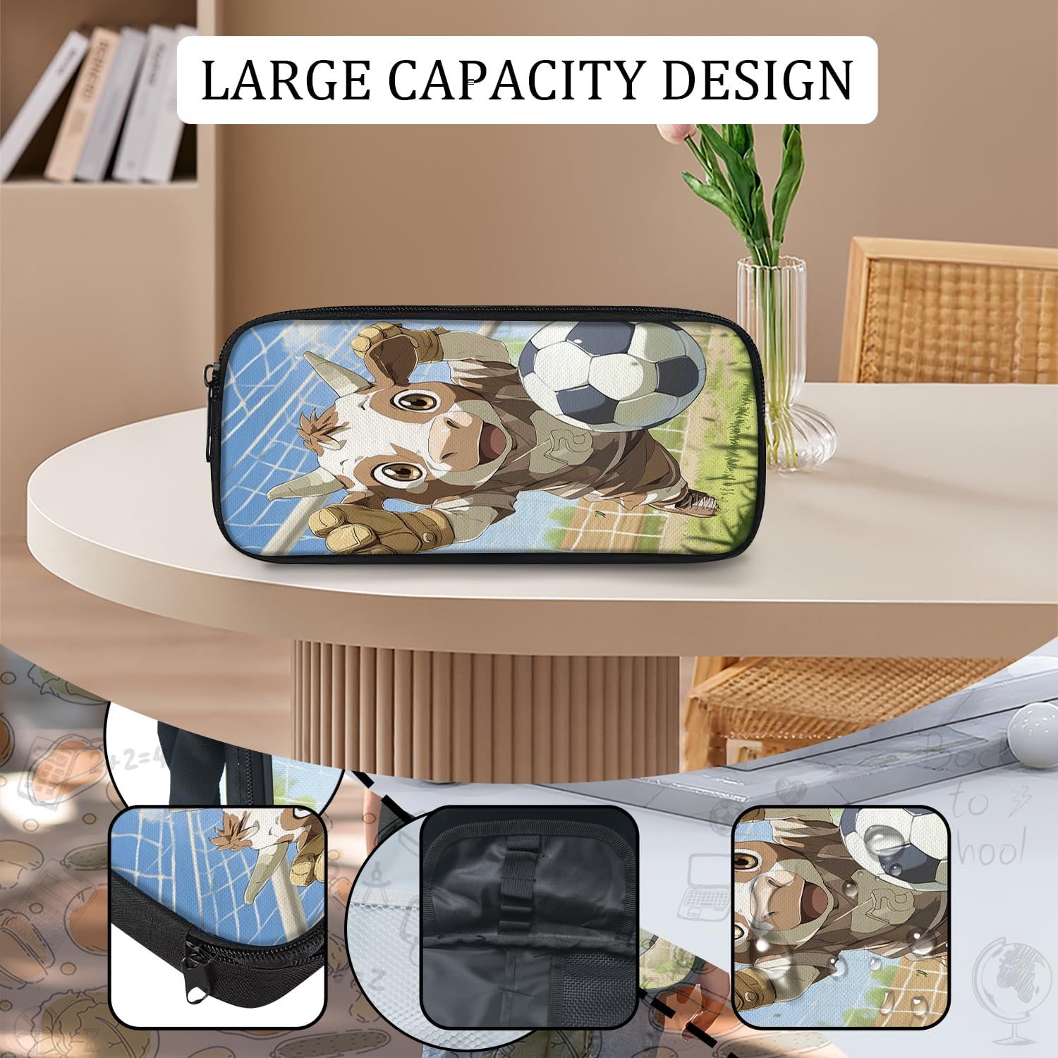 Cow School Backpack 3 Piece Set Soccer Backpack Lunch Bag Pencil Case Waterproof Fabric for School Gifts for Students Kids Toddler Boys Girls Elementary Middle - Image 5