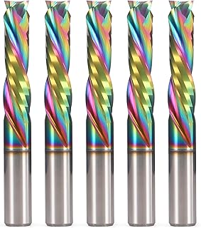 Spiral Router Bits Up Down Compression Bit with DLC Coating, 1/4 inch Cutting Diameter, 1" Cutting Length,1/4 inch Shank Solid Carbide CNC End Mill for Wood Carving Engraving Grinding Grooving