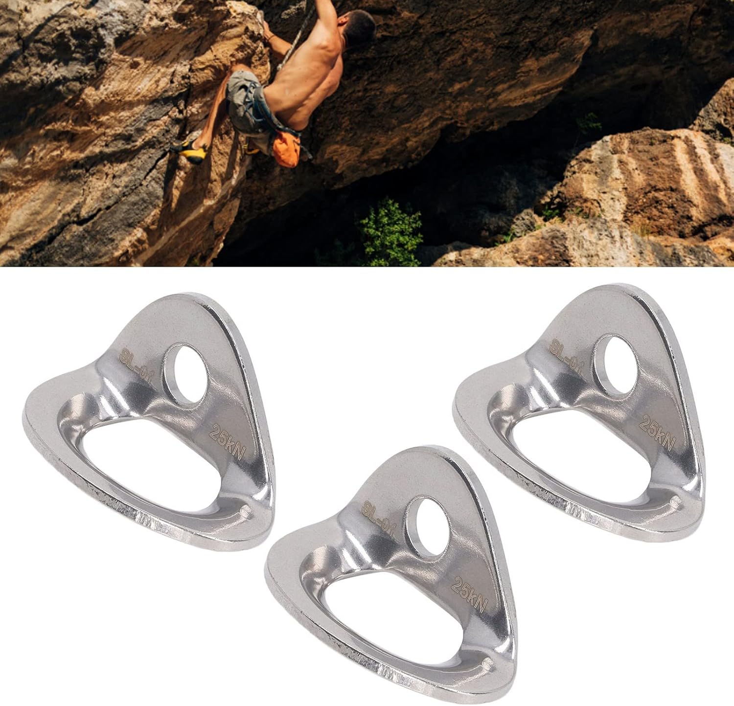 10Pcs Stainless Steel Climbing Hanger for Rock Climbing, Cave Exploration, Engineering Protection, Lightweight Climbing Bolts Hangers, Portable and Easy to Install