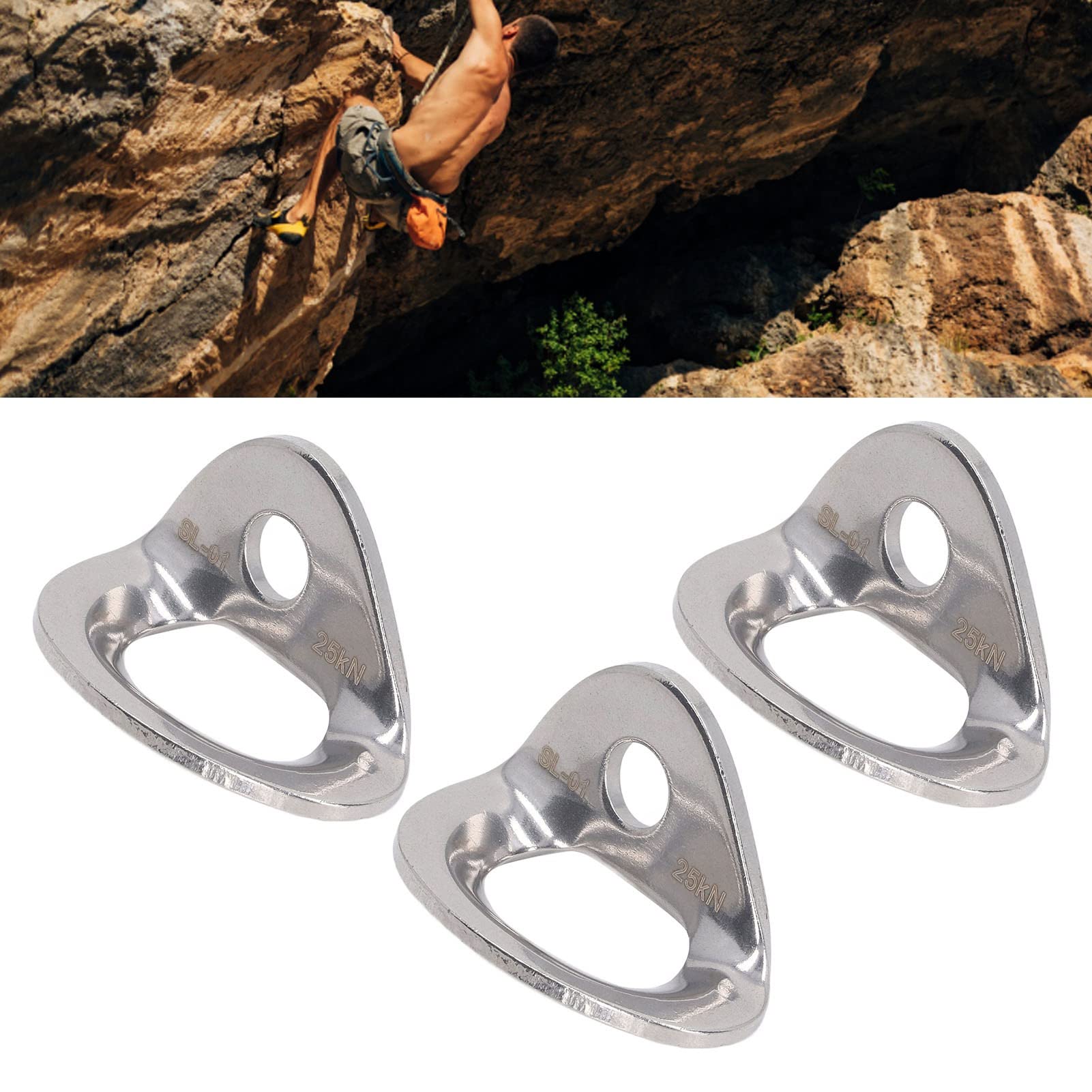 Tyenaza 10Pcs Climbing Hanger, Lightweight Stainless Steel Rock Climbing Anchors, for Cave Exploration Engineering Protection