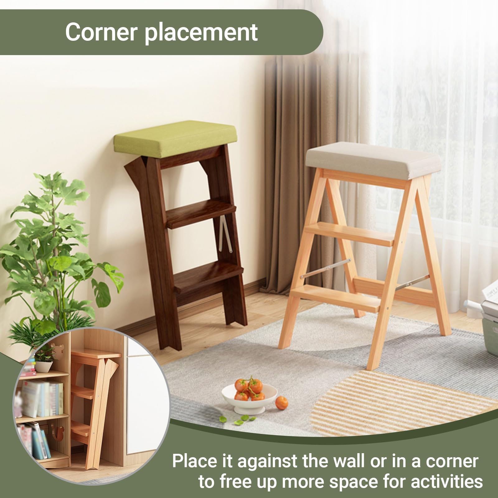 taburetes Silla Plegable Retro Multifuncional de 3 escalones