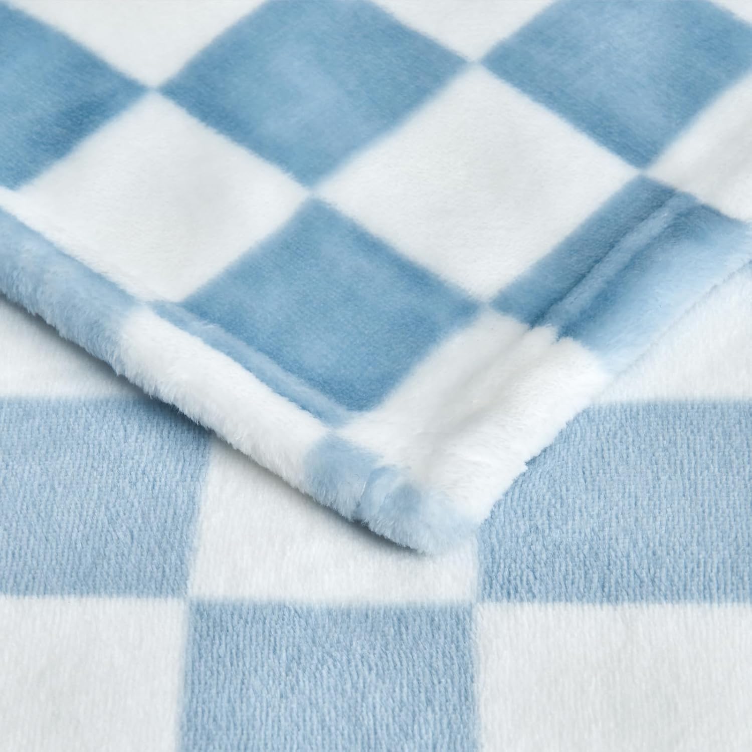 Checkered Blanket Flannel Throw Blankets Soft Cozy Checkered Grid Print Chessboard Gingham Pattern Throws for Bed Sofa Couch for All Seasons, 50x60 Inch, Blue - Image 6