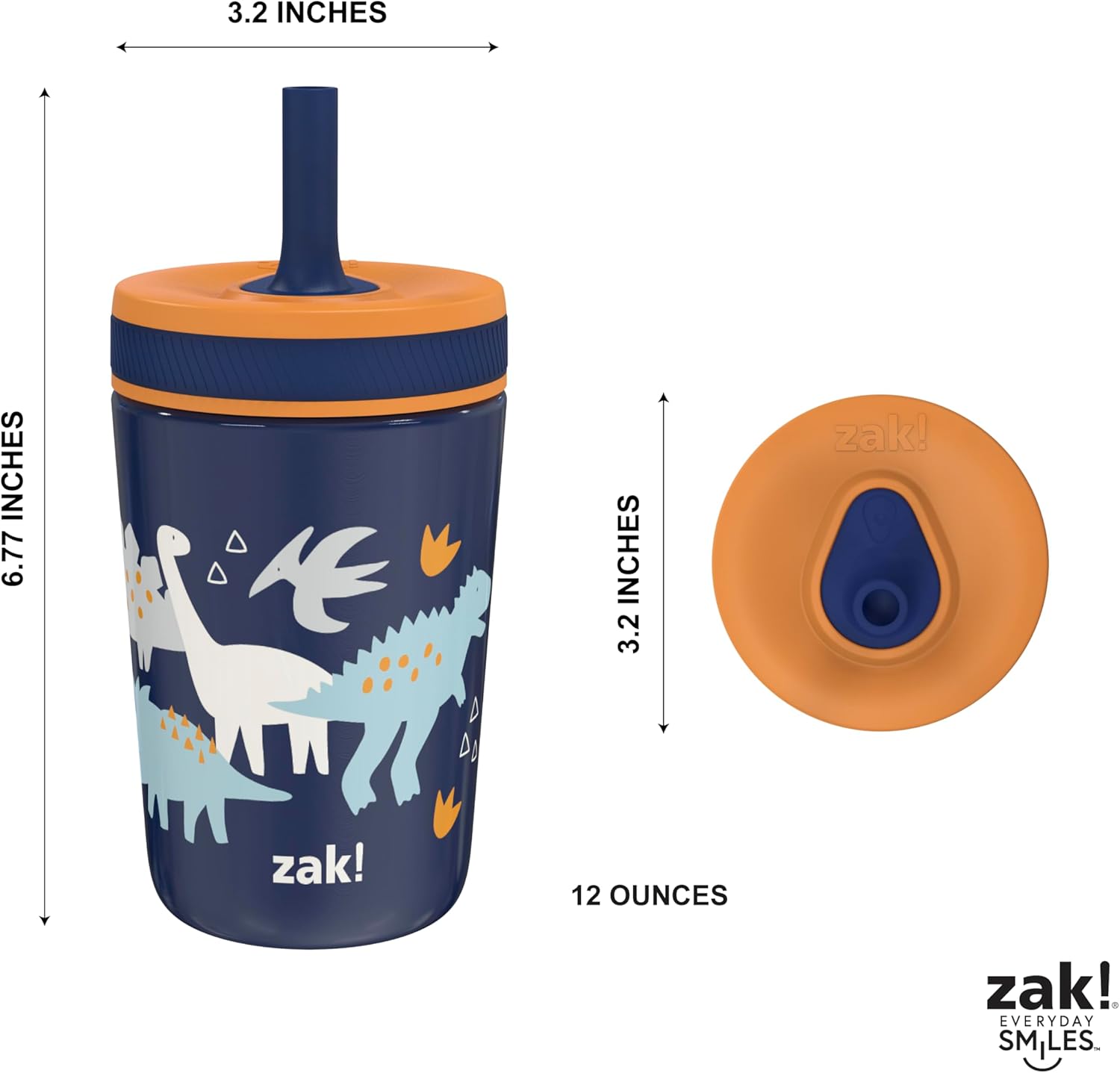 Zak Designs Kelso Toddler Cups For Travel or At Home, 12oz Vacuum Insulated Stainless Steel Sippy Cup With Leak-Proof Design is Perfect For Kids (Zaksaurus) - Image 8