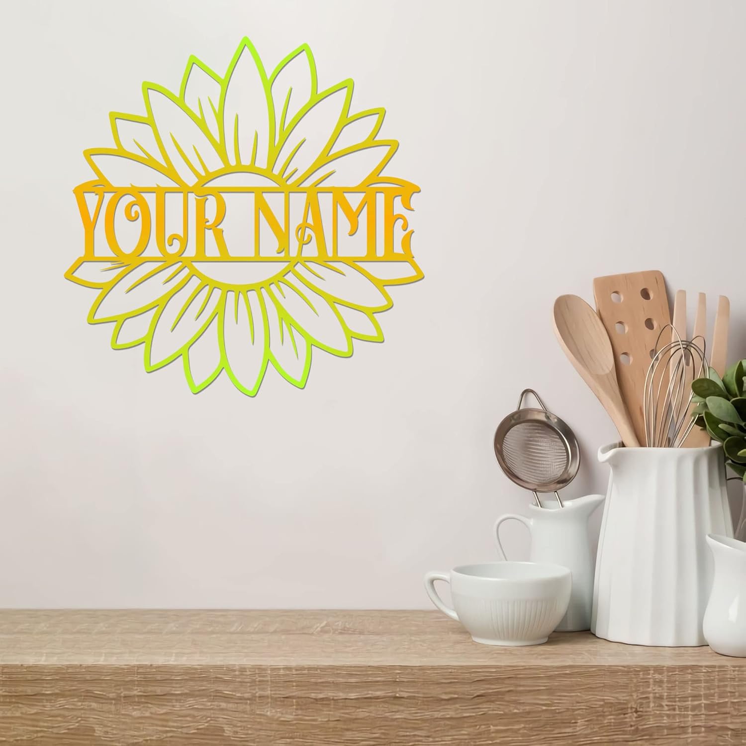 Custom Sunflowers LED Metal Tin Sign Wall Plaque Art, She Shed Wall Plaque, Personalized Gifts For Her, Florist, Flower Lover Gardeners, Spring Flower Farm Fresh Yard Decorations Outdoors (01 w/o lights)