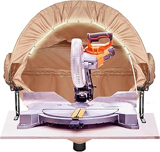 Miter Saw Dust Collection Hood with Light, Dust Solution for Miter Saws, Dust Collector, Accessory Holes, Universal Fit, Storage Bag - Khaki
