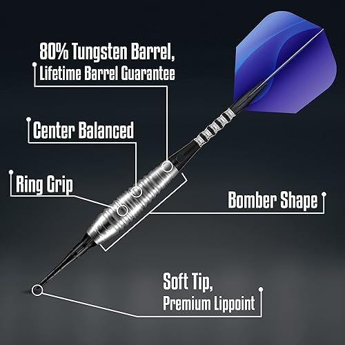 Miniatura 2 de Shot! Darts Zen Budo Darts Plastic Tip Sets - 80% Tungsten Soft Tip Darts Professional Set - Handcrafted Darts Flights Made in New Zealand - Plastic