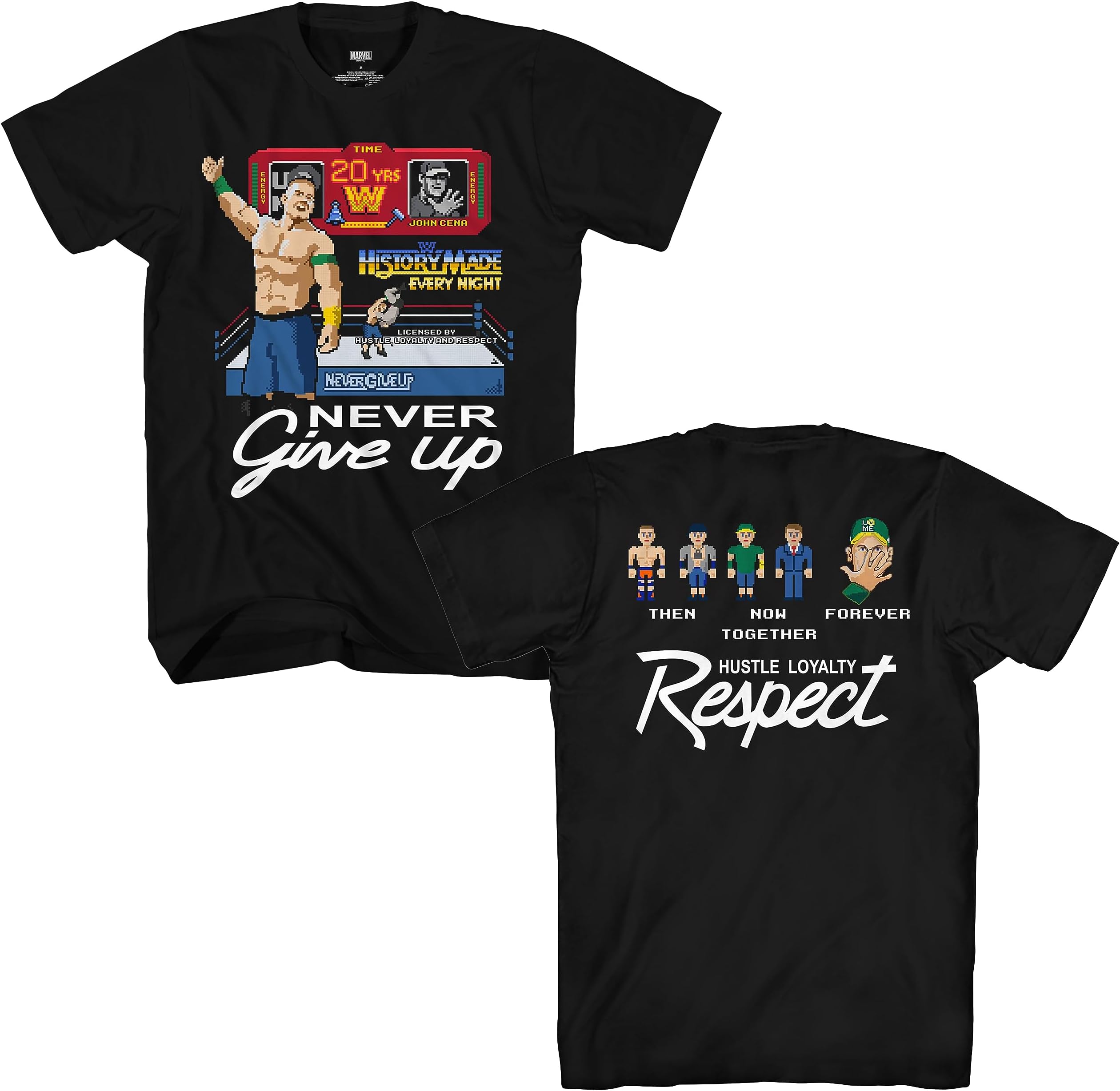 WWE John Cena Then Now Forever 8 Bit Adult T-Shirt