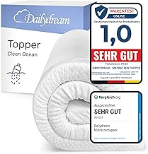 Dailydream Matratzen Topper 90x200cm | Memory Foam | 5cm hoch | Edition Clean Ocean, Model M | Zertifiziert & ergonomisch für unbequeme Matratze, Boxspringbett & Gästebett | Mattress Topper 90x200