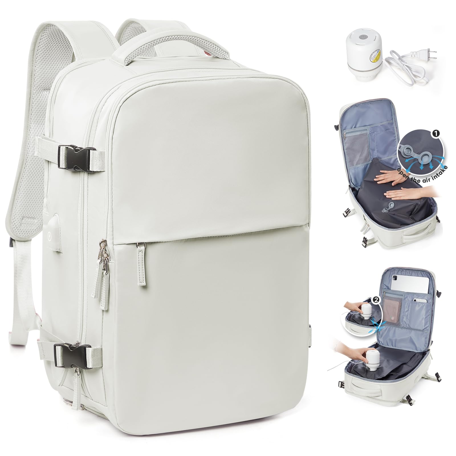 SZLX Zaino Ryanair 40x30x20 Sottovuoto Zaino da Viaggio 40x30x20 Wizzair Bagaglio a Mano 40x20x25 Borse da Cabina per Easyjet 45x36x20 Donna con USB Adatto a PC da 14 Pollici, Valigia con Sottovuoto