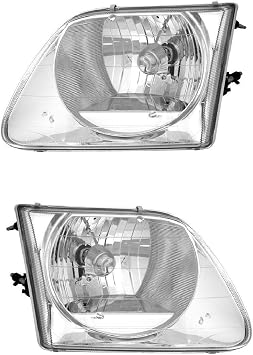 Crystal Headlights G2 Chrome Assembly Set For Ford F-150 - Pair Driver Left and Passenger Right Side Replacement Headlamp